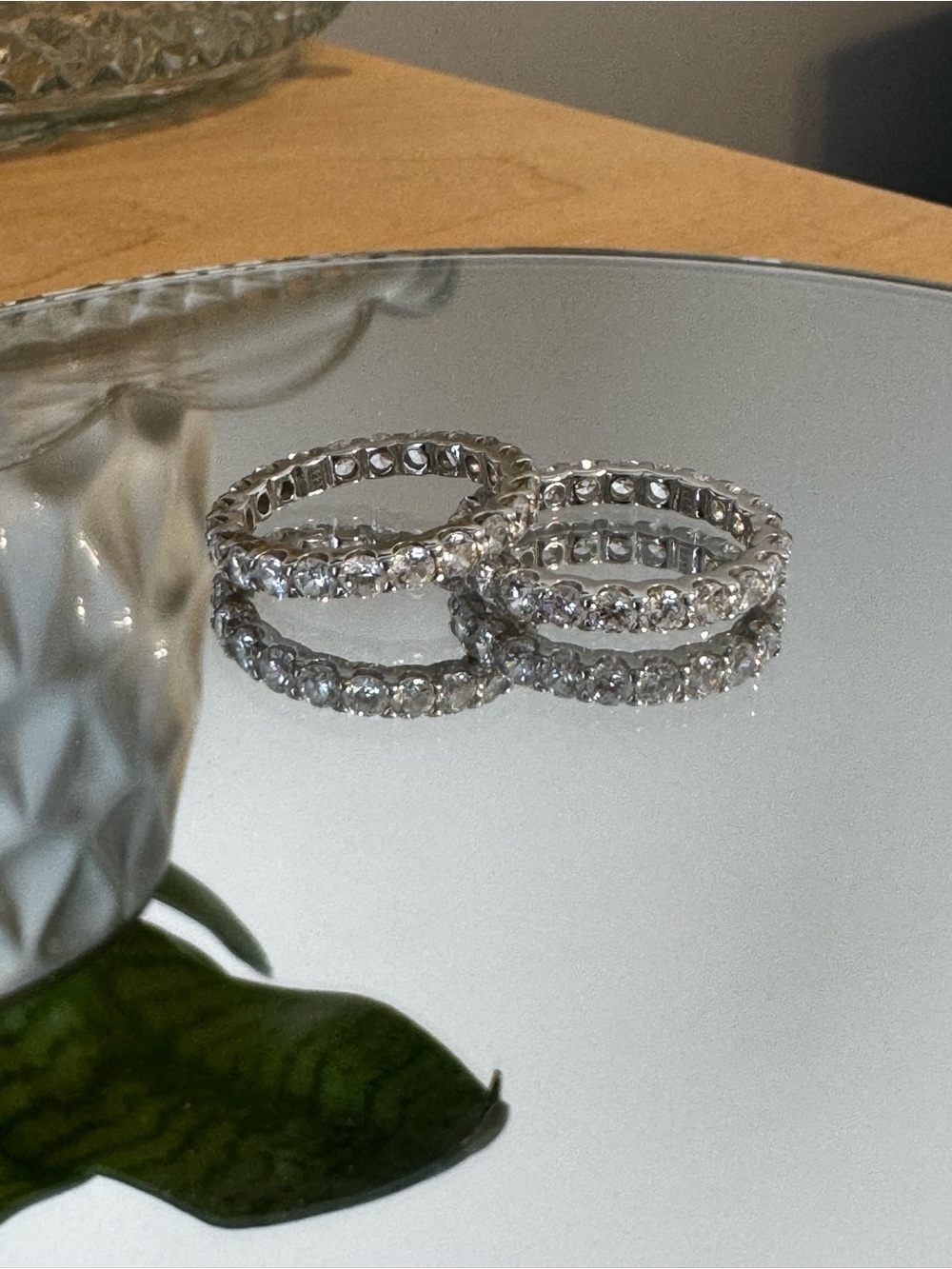 Set of 2 Sterling Silver CZ Full Eternity Stacking Rings - Size 7